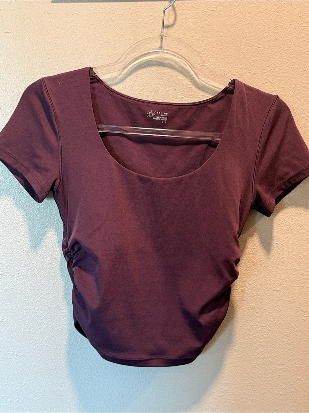 OFFLINE by Aerie Scoop Neck Cropped Top in Plum
